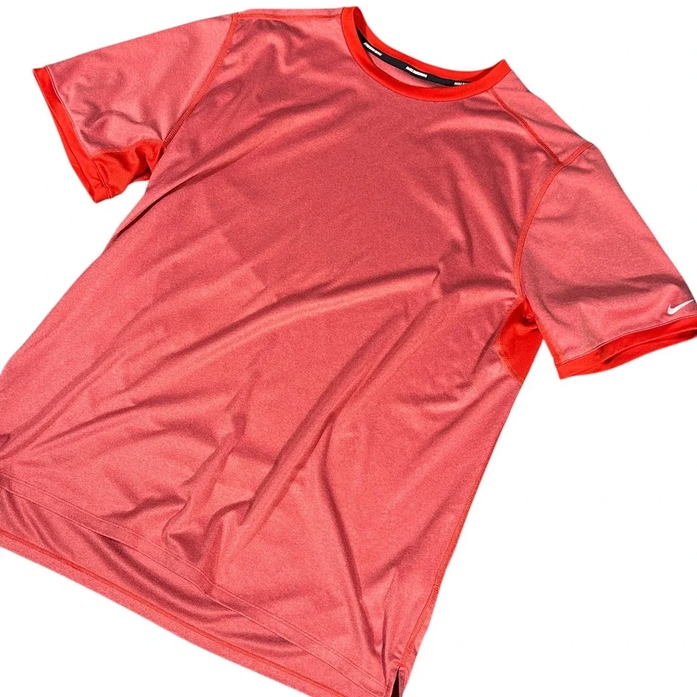 Nike Running Shirt Mens XL Red Dri-FIT Short Sleeve Heathered Top 451267-657